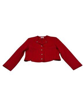 Pendleton Vintage Virgin Wool Red Cropped Jacket 14 Double-Breasted USA (R782)
